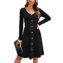 OUGES Women39s V Neck Button Down Skater