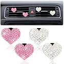 Ouligay 4Pcs Car Air Vent Clip Bling Car Air Freshener Outlet Clip Crystal Heart Shape Decorative for Women