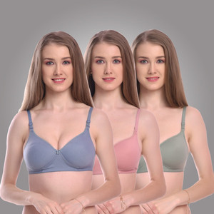 oumar bibi pack of 3 women t-shirt non padded bra multicolor