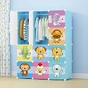 Oumffy Plastic Baby Wardrobe Collapsible Storage Rack Multipurpose Shelve Closest Organizer for Kids and Living Room Bedroom (12-Door, Zodiac Blue)