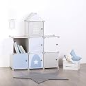 Oumffy Plastic Baby Wardrobe Collapsible Storage Rack Multipurpose Shelve Closest Organizer for Kids and Living Room Bedroom (7-Door, Blue)