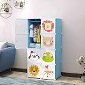 Oumffy Plastic Baby Wardrobe Collapsible Storage Rack Multipurpose Shelve Closest Organizer for Kids and Living Room Bedroom (8-Door, Blue)