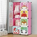 Oumffy Plastic Baby Wardrobe Collapsible Storage Rack Multipurpose Shelve Closest Organizer for Kids and Living Room Bedroom (8-Door, MT Pink)