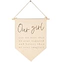 Our Girl You Are More Than We Ever Expected-Flag Wall Decor Gift for Baby Girl Kids-Canvas Hanging Pennant Banner Pennant Wall Sign Gift for Nursery Baby Room Playroom Bedroom