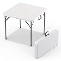 Our Modern Space 34" Square Foldable Table with Built in Handle &amp; Detachable Steel Legs | Heavy Duty Portable | Perfect for Party, Dining, Events, Picnic Indoor, Outdoor, Camping, Temporary