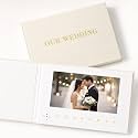 OUR WEDDING Video Book, Linen Wedding Gift with 7 Inch Screen, Plays Videos and Photos, 4GB Memory, Rechargeable, Gift for Couples, Bridal Shower, Engagement