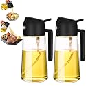 OURCABECUE Kitchen Oil Sprayer for Cooking, 2 in 1 Spray and Pour Olive Oil Dispenser 16oz 470ml Glass Oil Spray Bottle, Mist Olive Oil Dispensing for Kitchen, Air Fryer, Salad, Black
