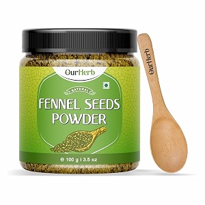 ourherb pure amp natural fennel seeds saunf powder for healthy life with wooden spoon - 100g  35 oz