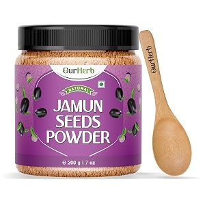ourherb pure amp natural jamun seed powder for diabetes wooden spoon - 200g  7 oz