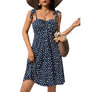 OURIN Womens Spring Sweetheart Neckline Tie Strap