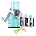 Ourokhome Round Mandoline Slicer Grinder - Rotary Cheese Grater for Walnuts, Vegetable, Potato (Blue)