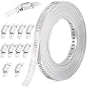 OURU 20FT Hose Clamps 304 Stainless Steel,DIY Metal Strap with 10 Fasteners