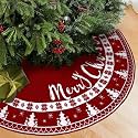 OurWarm 72 Inch Christmas Tree Skirt, Knit Tree Skirt for 7.5 ft Tree to 12ft Tree, Double Sided Large Knitted Tree Skirt Xmas Tree Skirts for Winter Indoor Holiday Party Christmas Tree Decorations