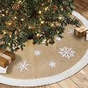 OurWarm Christmas Tree Skirt 48inch, White Snowflake Fur Burlap Tree Skirt for Xmas Decor Festive Holiday Decorations Indoor Outdoor