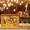 Gold Wedding Card Box, Glitter Wooden Card Box for Wedding Reception