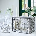 Silver Wedding Card Boxes for Reception, Envelope Money Card Box for Party