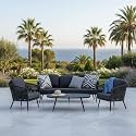 LOCCUS Outdoor 5 Seater Rope Patio Furniture Sofa Set with Center Table for Balcony, Terrace, Garden, and Backyard, Poolside All-Weather Rope Conversation Set (Grey)