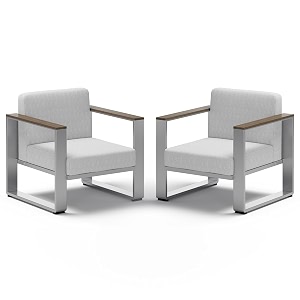 2 Pieces Outdoor Aluminum Armchair Modern Patio
