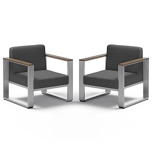 2 Pieces Outdoor Aluminum Armchair Modern Patio