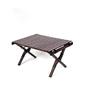 Outdoor Camping Picnic Wood Desk Folding Egg Roll Table Walnut Portable Foldable Self-Driving Tour Table(Black Walnut Color,60 * 45 * 36cm)
