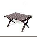 Outdoor Camping Picnic Wood Desk Folding Egg Roll Table Walnut Portable Foldable Self-Driving Tour Table(Black Walnut Color,90 * 60 * 43cm)