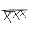 Outdoor Camping Picnic Wood Desk Folding Egg Roll Table Walnut Portable Foldable Self-Driving Tour Table(Black Walnut Color,122 * 60 * 43cm)