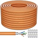 Outdoor Cat 7 Ethernet Cable 200ft (10 RJ45), Cat 7 SFTP Shielded Ethernet Cable Bulk, Heavy Duty High Speed 10Gbps 600MHz, Direct Burial, Waterproof, UV Resistant, Network, LAN, Internet for Router