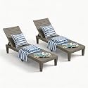Outdoor Chaise Lounge Chair Set of 2, Striped Grey