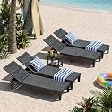 Outdoor Chaise Lounge Chair Set of 4, Black