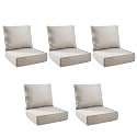 Outdoor Cushion for Patio Furniture - 6" Thick Outdoor Chair Cushions with Water Resistant &amp; Removable Cover, 28D High Density Sponge, 22x24 Outdoor Seat Cushions for Chair/Sofa| Beige | 5-Pack |