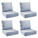 Outdoor Cushion for Patio Furniture - 6" Thick Outdoor Chair Cushions with Water Resistant &amp; Removable Cover, 28D High Density Sponge, 22x24 Outdoor Seat Cushions for Chair/Sofa| Baby Blue | 4-Pack |