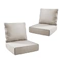 Outdoor Cushion for Patio Furniture - 6" Thick Outdoor Chair Cushions with Water Resistant & Removable Cover, 28D High Density Sponge, 22x24 Outdoor Seat Cushions for Chair/Sofa| Beige | 2-Pack |