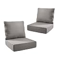Outdoor Cushion for Patio Furniture - 6" Thick Outdoor Chair Cushions with Water Resistant &amp; Removable Cover, 28D High Density Sponge, 22x24 Outdoor Seat Cushions for Chair/Sofa| Grey | 2-Pack |
