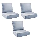 Outdoor Cushion for Patio Furniture - 6" Thick Outdoor Chair Cushions with Water Resistant &amp; Removable Cover, 28D High Density Sponge, 22x24 Outdoor Seat Cushions for Chair/Sofa| Baby Blue | 3-Pack |
