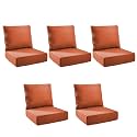 Outdoor Cushion for Patio Furniture - 6" Thick Outdoor Chair Cushions with Water Resistant &amp; Removable Cover, 28D High Density Sponge, 22x24 Outdoor Seat Cushions for Chair/Sofa| Orange | 5-Pack |