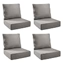 Outdoor Cushion for Patio Furniture - 6" Thick Outdoor Chair Cushions with Water Resistant &amp; Removable Cover, 28D High Density Sponge, 22x24 Outdoor Seat Cushions for Chair/Sofa| Grey | 4-Pack |
