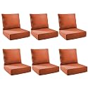 Outdoor Cushion for Patio Furniture - 6" Thick Outdoor Chair Cushions with Water Resistant &amp; Removable Cover, 28D High Density Sponge, 22x24 Outdoor Seat Cushions for Chair/Sofa| Orange | 6-Pack |