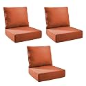 Outdoor Cushion for Patio Furniture - 6" Thick Outdoor Chair Cushions with Water Resistant &amp; Removable Cover, 28D High Density Sponge, 22x24 Outdoor Seat Cushions for Chair/Sofa| Orange | 3-Pack |