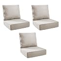 Outdoor Cushion for Patio Furniture - 6" Thick Outdoor Chair Cushions with Water Resistant & Removable Cover, 28D High Density Sponge, 22x24 Outdoor Seat Cushions for Chair/Sofa| Beige | 3-Pack |