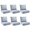 Outdoor Cushion for Patio Furniture - 6" Thick Outdoor Chair Cushions with Water Resistant &amp; Removable Cover, 28D High Density Sponge, 22x24 Outdoor Seat Cushions for Chair/Sofa| Baby Blue | 6-Pack |