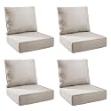 Outdoor Cushion Set for Furniture Patio Furniture, UV Resistant, Water Resistant - 6 Inch Thick Foam Garden Cushions– 22x24 Inch Patio Seat Covers for Chair/Sofa/Couch | Beige | 4-Pack |