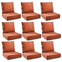 Outdoor Cushion Set for Patio Furniture, UV Resistant, Water Resistant - 6 Inch Thick Foam Garden Cushions – 22x24 Inch Patio Seat Covers for Chair/Sofa/Couch | Orange | 9-Pack |