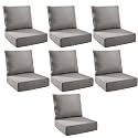 Outdoor Cushion Set for Patio Furniture, UV Resistant, Water Resistant - 6 Inch Thick Foam Garden Cushions– 24x24 Inch Patio Seat Covers for Chair/Sofa/Couch | Grey | 7-Pack |