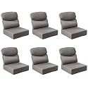 Outdoor Cushion Set for Patio Furniture, UV Resistant, Water Resistant - 6 Inch Thick Dual Layer Back Support Cushions– 24x24 Inch Patio Seat Covers for Chair/Sofa/Couch | Grey | 6-Pack |