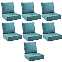 Outdoor Cushion Set for Patio Furniture, UV Resistant, Water Resistant - 6 Inch Thick Foam Garden Cushions– 24x24 Inch Patio Seat Covers for Chair/Sofa/Couch | Peacock Green | 7-Pack |