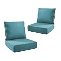 Outdoor Cushion Set for Patio Furniture, UV Resistant, Water Resistant - 6 Inch Thick Foam Garden Cushions– 24x24 Inch Patio Seat Covers for Chair/Sofa/Couch | Peacock Green | 2-Pack |