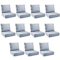 Outdoor Cushion Set for Patio Furniture, UV Resistant, Water Resistant - 6 Inch Thick Foam Garden Cushions – 22x24 Inch Patio Seat Covers for Chair/Sofa/Couch | Baby Blue | 11-Pack |