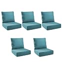 Outdoor Cushion Set for Patio Furniture, UV Resistant, Water Resistant - 6 Inch Thick Foam Garden Cushions– 24x24 Inch Patio Seat Covers for Chair/Sofa/Couch | Peacock Green | 5-Pack |