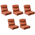 Outdoor Cushion Set for Patio Furniture, UV Resistant, Water Resistant - 6 Inch Thick Dual Layer Back Support Cushions– 24x24 Inch Patio Seat Covers for Chair/Sofa/Couch | Orange | 5-Pack |