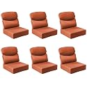 Outdoor Cushion Set for Patio Furniture, UV Resistant, Water Resistant - 6 Inch Thick Dual Layer Back Support Cushions– 24x24 Inch Patio Seat Covers for Chair/Sofa/Couch | Orange | 6-Pack |